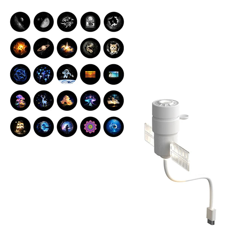 Satellite Shaped HD Star Projector & night light Plug and Play HD Dynamic Galaxy Projectors LED Night Light for Bedroom Ceiling