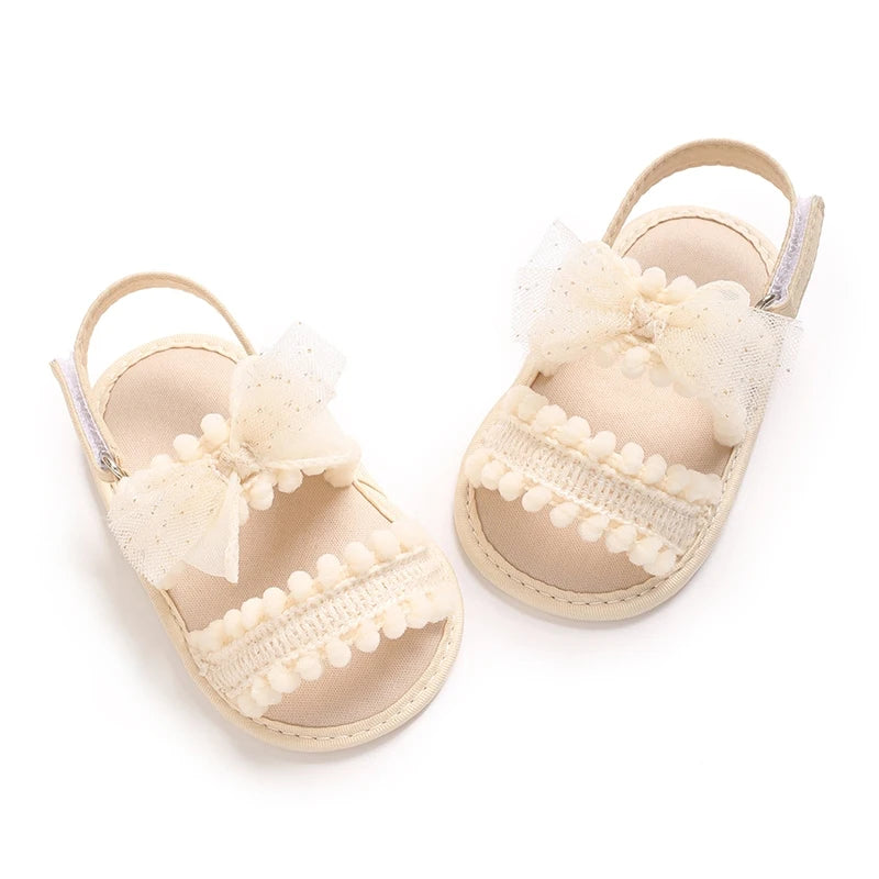 NEW Baby Girls Shoes Non-Slip Soft Soled Lace Bowknot Flats Toddler First Walker Fall Princess Shoes