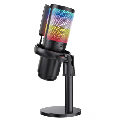 USB Gaming Streaming Microphone with RGB Light, AI Noise Reduction Podcast Mic Kit