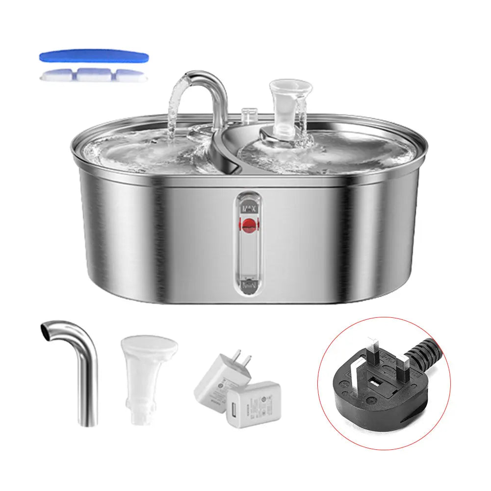 Stainless Steel Automatic Pet Water Dispenser Replacement  3L Pet Fountains Ultra Quiet for Dogs Cats Multiple Pet