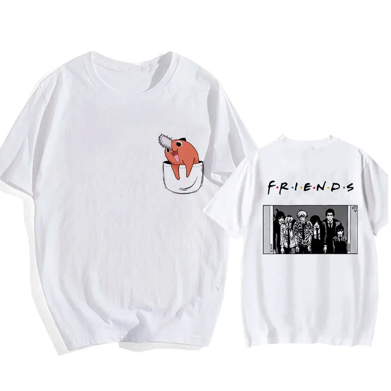 90s Japanese Anime Chainsaw Man T Shirt Cartoon Pochita T-shirt Makima Harajuku Graphic Tees Unisex Clothing Tops Tshirt Manga