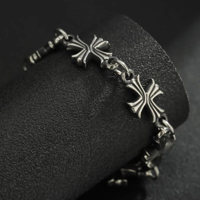 Punk Chain With Cross Necklace For Man Woman Hiphop Crosses Trend Jewelry Premium Clavicle Chain Gothic Bracelet Y2K Accessories