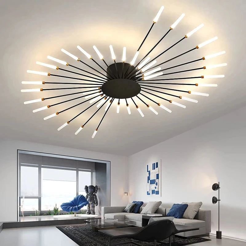 Multi-Head LED Ceiling Light | Black & Gold-Tone Surface Mount | Living Rooms, Dining Rooms & Bedrooms