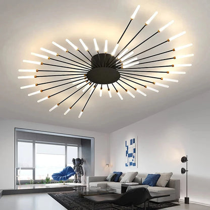Multi-Head LED Ceiling Light | Black & Gold-Tone Surface Mount | Living Rooms, Dining Rooms & Bedrooms