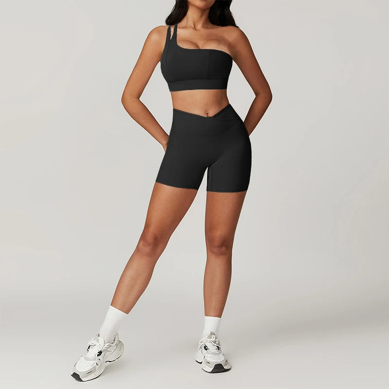 Skinny Sports Sets Women's Tracksuit Scrunch Butt Fitness Suits Push-Up Sexy Workout Sportswear Tights Short Activewear Woman