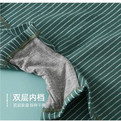 3PCS/Pack 100% Cotton Soft Panties Woman Trendy Striped Female Underwear Summer Breathable High Elastic Mid-rise Waist Boyshort