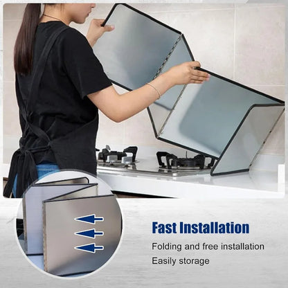 Kitchen Stove Splatter Guard Foldable Oil Splash Shield Grease Protector Heat Resistant Cooking Barrier for Gas Stove Cooktop