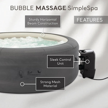 SimpleSpa 6 Person Inflatable Hot Tub, Portable Spa with 140 Jets, Custom