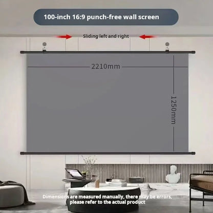 XIAOHUI Anti-light Thick HD Projector Screen 16:9 No-hole Wall-mounted Home Projection Screen 60/72/84/92/100/110/120/133inch