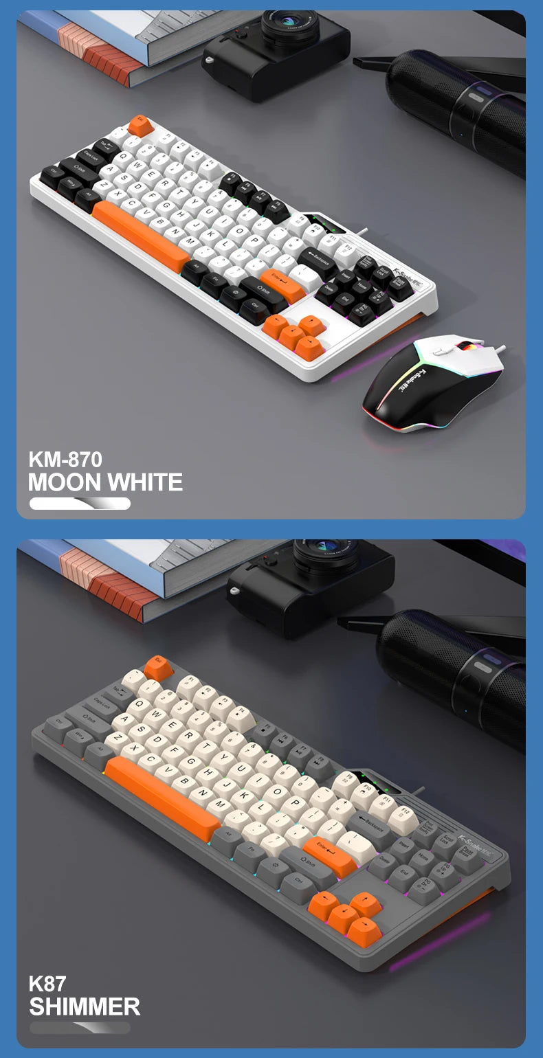 Wired Keyboard and Mouse Set，19-Key Rollover，Office/Gaming Compatible with Desktops and Laptops