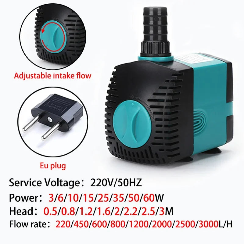 Small Adjustable Flow Rate Submersible Pump Fish Tank Aquarium Circulating Pump Bottom Filter Silent Suction Manure Change Pump