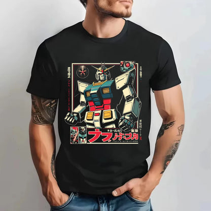 Gundam Japanese Anime Printed Men's T-Shirt Boy Children's Harajuku Short Sleeve Kids 90s Anime Gundam T-shirt Clothing Tee Tops