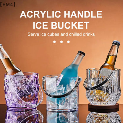 〔HM4〕Transparent Wine Ice Cooler For Party Home Whisky Ice Bucket Ice Champagne Bucket Thermal Beer Bucket Bar Accessories