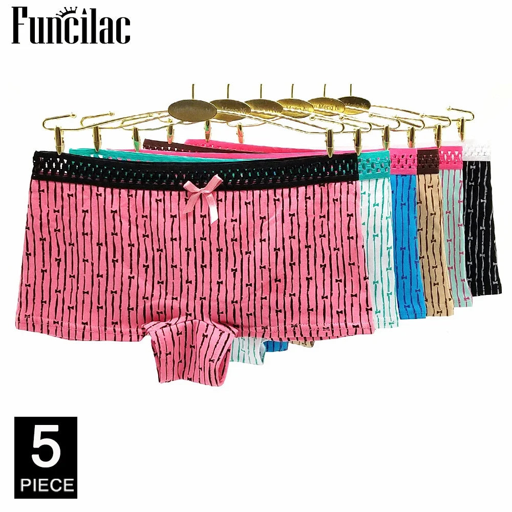 Cotton Underwear Women Girls Shorts Boxers Ladies Panties Sexy Floral Boyshort Knickers M L XL 5 Pcs/lot