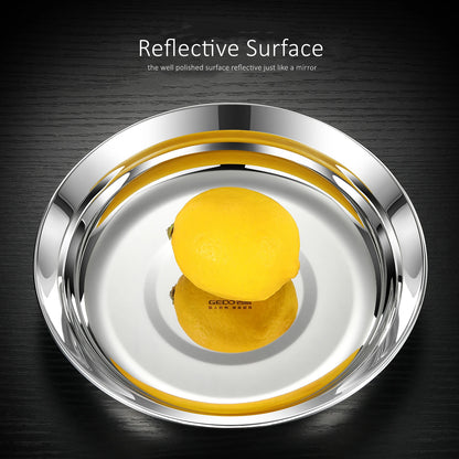 20~26cm Diameter Pure 316L Stainless Steel Plate LFGB Certified 99.9% Anti-bacterial Dinning Platter Fall Resistant Tableware