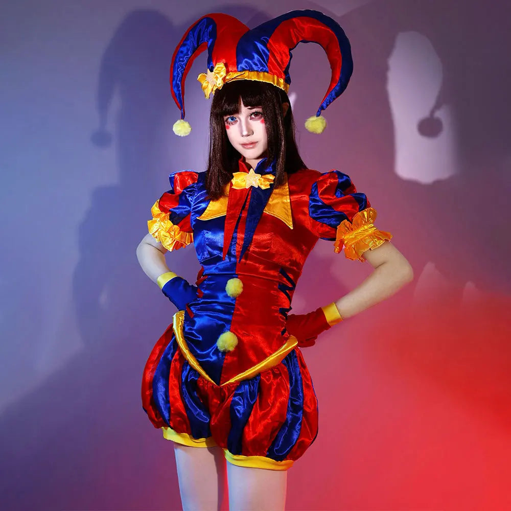 Cartoon Amazing Ragatha Digital Circus Cosplay Costume for Girls Dress Halloween Pamny Jumpsuits Clown Pomni Onesie