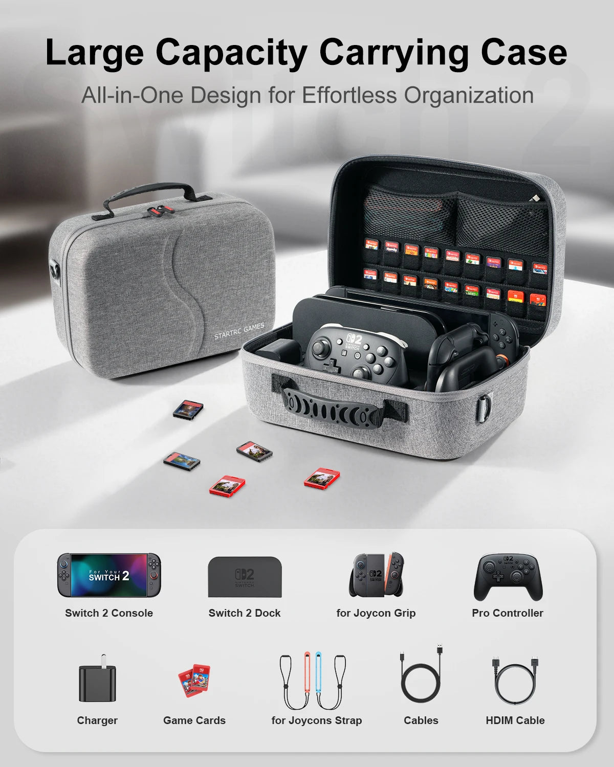 Switch 2 Travel Case Portable Storage Bag All-in-One Carrying Case Hard Shell Bag for Nintendo Switch 2 Console Game Accessories