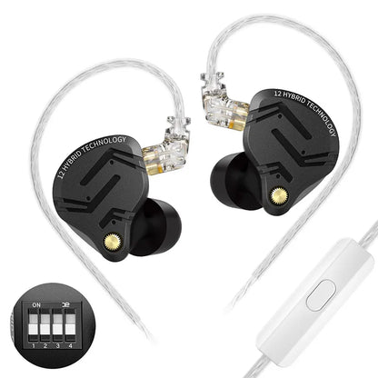 KZ ZS12 PRO X in Ear Monitor IEM Headphones 1DD 5BA Hybrid Wired Gaming Earbuds HiFi Earphones with 2PIN Cable Tunable Full Metal IEM