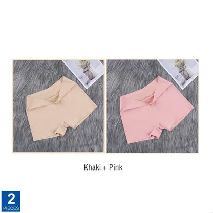 2Pcs Women Ice Silk Boxer Panties Cotton Crotch Antibacterial Underpants Sexy Seamless Safety Pants Thin Fast Dry Underwear