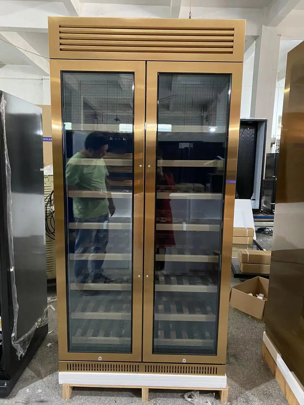 Two Door Compressor Wine Cooler Stainless Steel Beverage Fridge for Wine Champagne Bar Club Home Kitchen Party Storage Pro