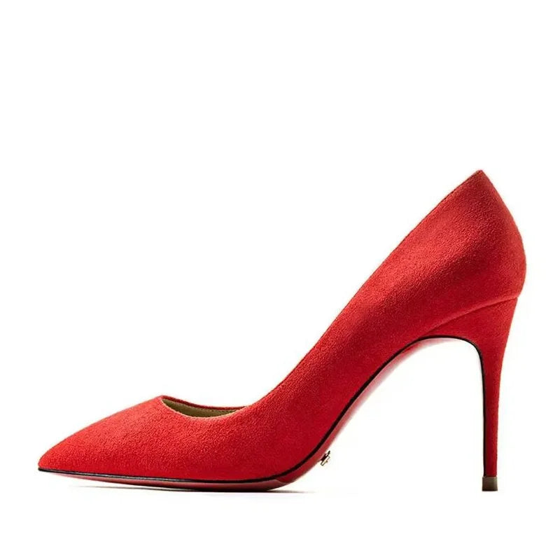 Plus Size 34-44 Sexy Red Shoes Dress Party Wedding High Heels Rubber Bottom Pointed Toe Spring Shallow Women Pumps