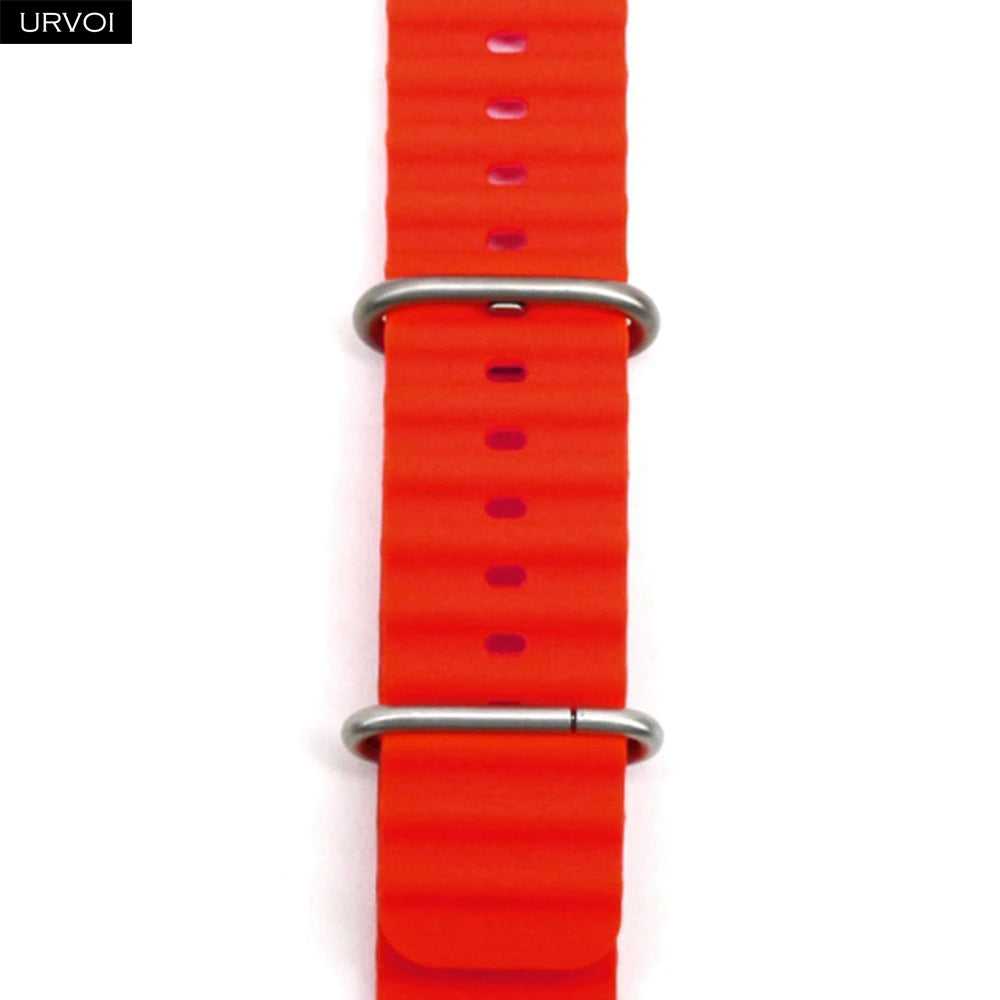 URVOI Ocean Band for Apple Watch Ultra 4 3 2 Strap Series 12 11 10 SE Sport Band for iWatch Silicone Wristband Black Buckle 49mm