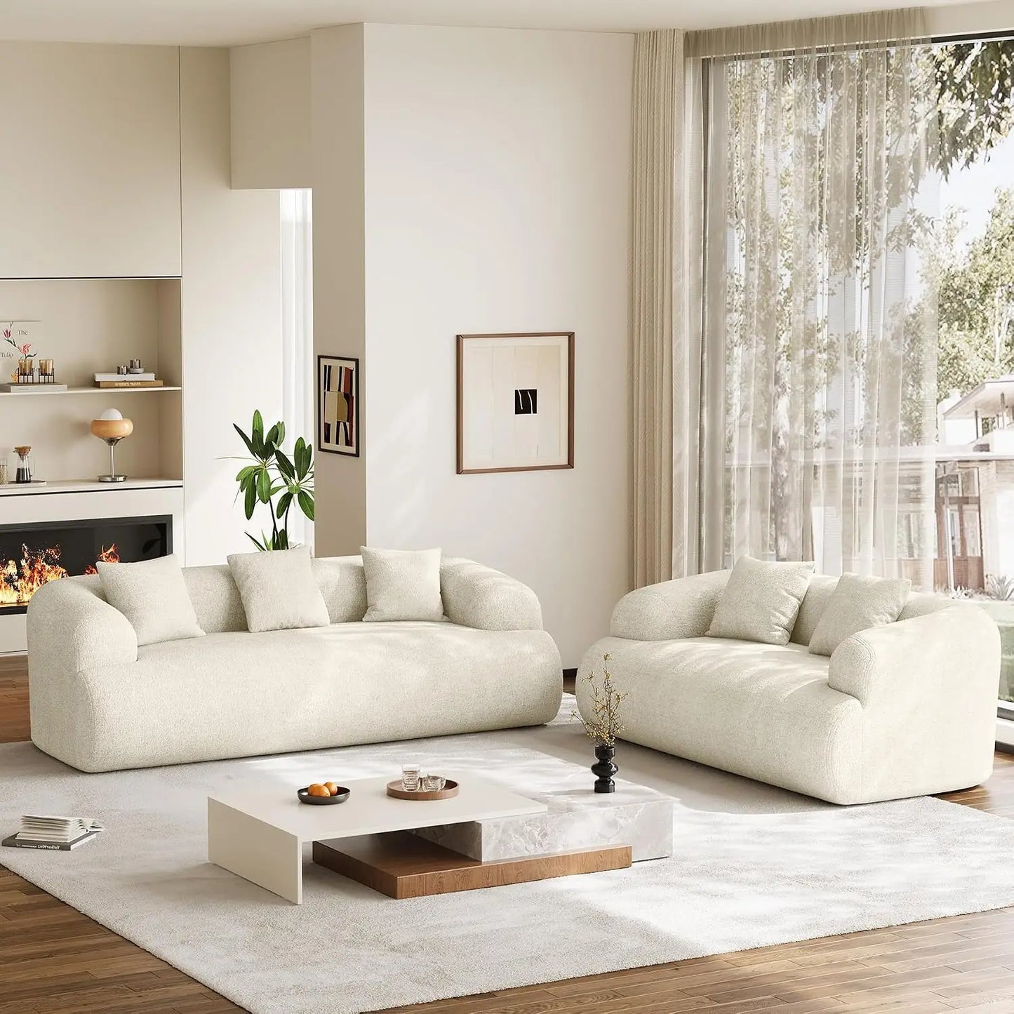 Oversized Sectional Sofa for Living Room, 91" + 76'' Modern Luxury Plush Chenille Extra Deep & Wide Seat Curved, Customized