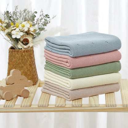 Baby Blanket Cotton Knit Newborn Stroller Swaddling Wrap Fashion Solid Crib Plaid Sleepsack Infant Boys Girls 90*70CM Super Soft