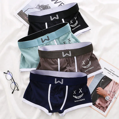 1/3/4 Pcs Mens Underwear Cotton Men Boxer Panties U-convex Man Breathable Underpants Sexy Comfort Male Boy Smiling Face Boxers