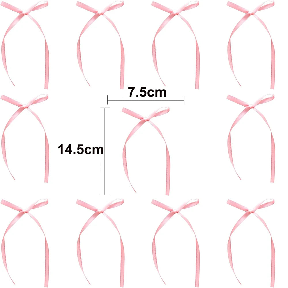 10pcs Bow Cupcake Toppers Birthday Bowknot Ribbons Coquette Pink Bow Cake Decors Bridal Baby Girls Wedding Party Supplies