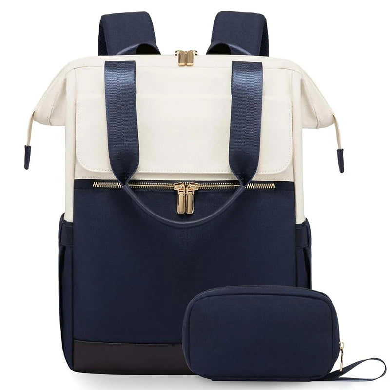 Cream Color Women Travel Laptop Backpack Large Capacity Multi-Piece Luggage Bag Simple Versatile Shoulder School Bag Travel Bags