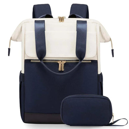 Cream Color Women Travel Laptop Backpack Large Capacity Multi-Piece Luggage Bag Simple Versatile Shoulder School Bag Travel Bags