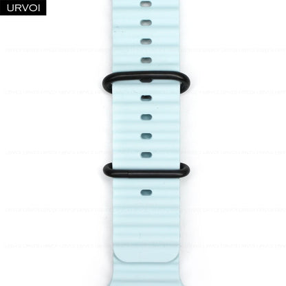 URVOI Ocean Band for Apple Watch Ultra 4 3 2 Strap Series 12 11 10 SE Sport Band for iWatch Silicone Wristband Black Buckle 49mm