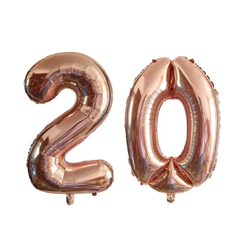 2Pcs 32 Inch Gold Silver Black Blue Red Helium Foil Number Balloon 16 17 18 19 20 21 Happy Birthday Party Decoration Supplies