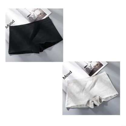 2Pcs Women Solid Cotton Boyshorts Female Soft Big Size Underwear Safety Pants Ladies Briefs Lingerie