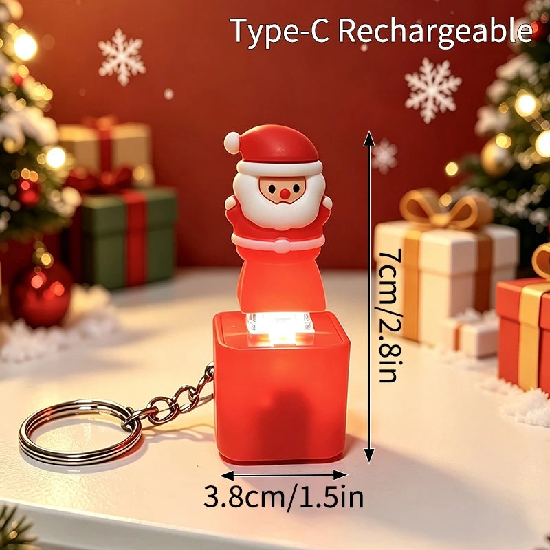 Glowing Sound Key Cap Keychain Halloween Pumpkin Ghost Witch Press Keyring Christmas Santa Snowman Pendant Party Favor