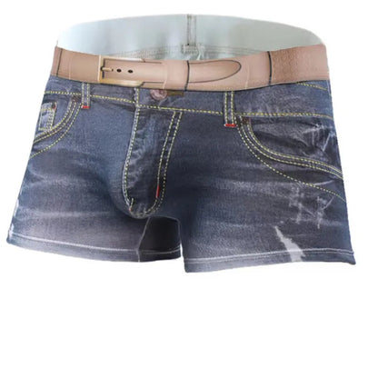 1PCS Men's underwear  denim print  cotton U-shaped design, breathable boxer, men's comfort cotton