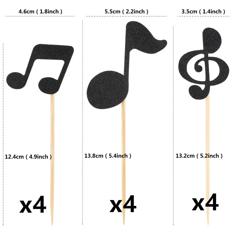 Music Party Cake Topper Guitar CD Optical Disc Musical Note Happy Birthday Decoration Baby Shower Party Dessert Baking Supplies