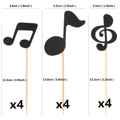 Music Party Cake Topper Guitar CD Optical Disc Musical Note Happy Birthday Decoration Baby Shower Party Dessert Baking Supplies