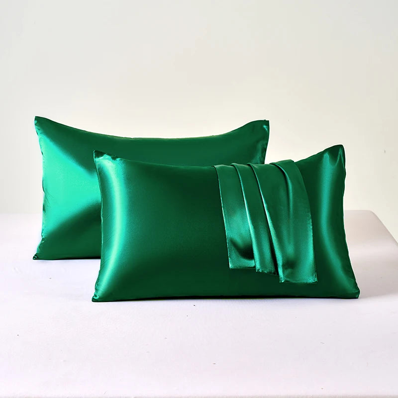 Polyester Satin Pillowcase Set | Two Covers with Envelope Closure | Bedroom & Guest Room