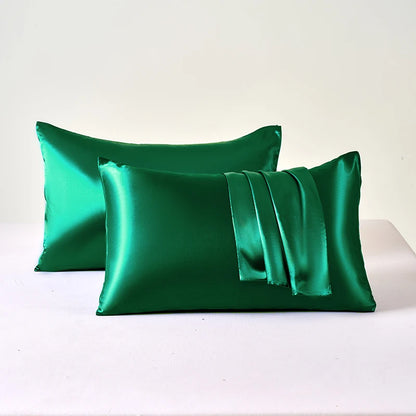 Polyester Satin Pillowcase Set | Two Covers with Envelope Closure | Bedroom & Guest Room