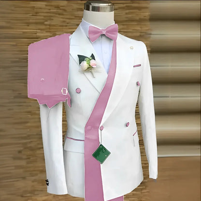 Bespoke Custom White Black Wedding Suit For Men New Design Slim Fit Groom Best Man Wedding Tuxedo Formal Prom Wear 2 Pieces Set