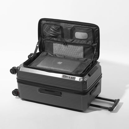Multi-Functional PC Luggage Expandable Suitcase TSA Lock USB Type-C Port Shockproof Brake Wheel Front Open Carry On Trolley Case
