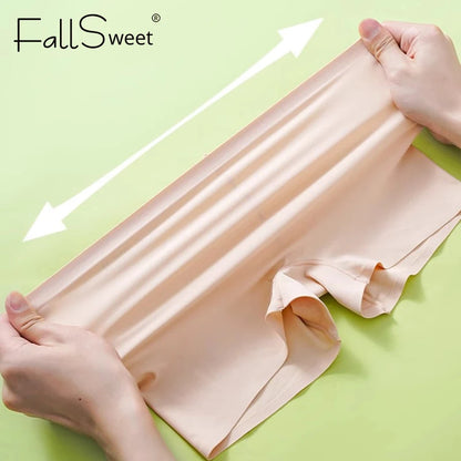 FallSweet 3PCS Seamless Ice Silk Boxers for Women Safety Panties Underwear Plus Size Underpants Soft Invisible Boyshorts M/L/XL