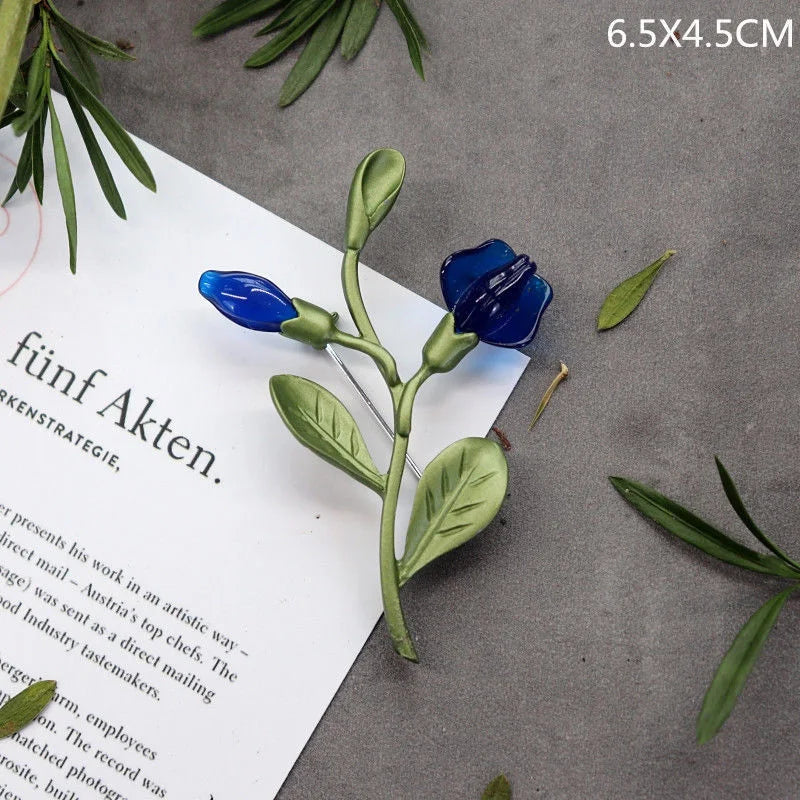 Creative Handmade Exquisite Green Plant Brooch Corsage Woman Retro Pearl Brooches Coat Accessories Jewelry