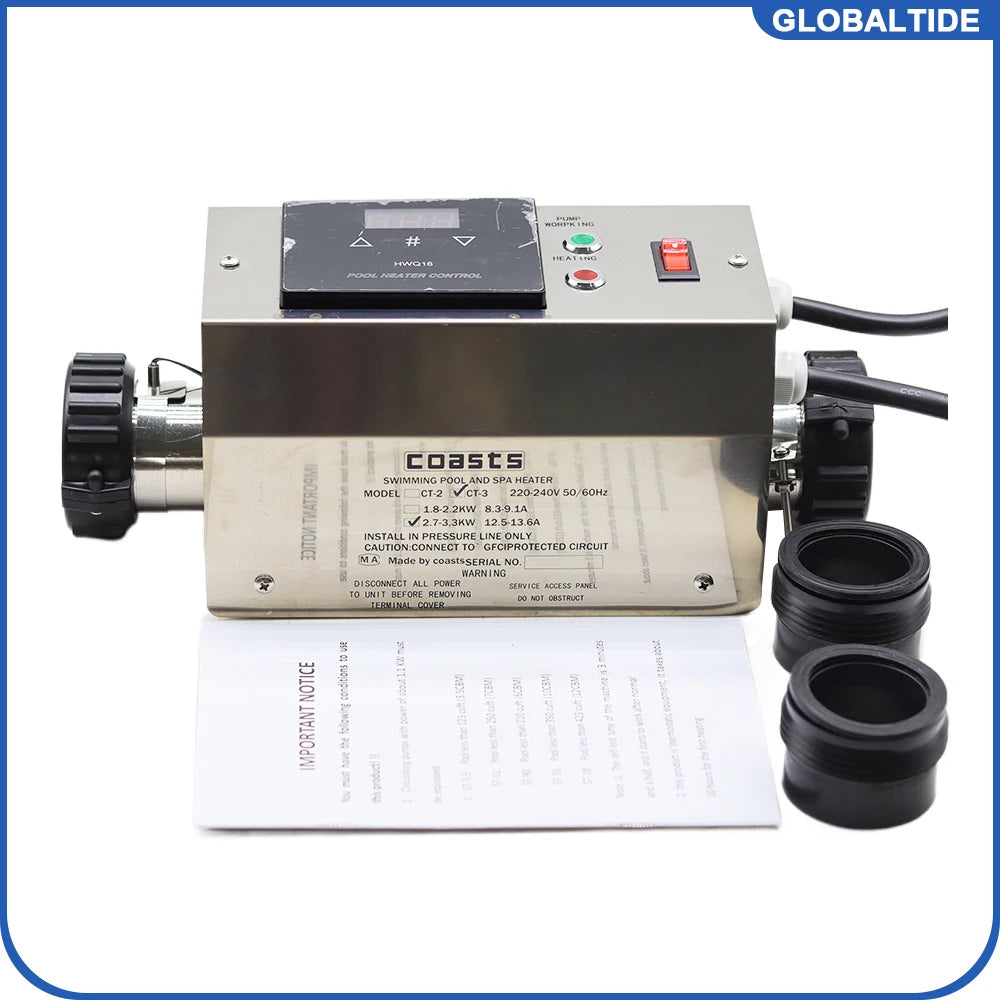 NEW 3KW 220V Pool Heater Electric Swimming Pool and SPA Bath Heating Tub Water Heater Thermostat Swimming Pool Accessories