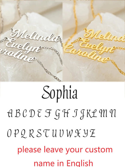 Custom Different Font Name Pendant Necklace for Woman Girls Stainless Steel Nameplate Personalized Choker Necklaces Jewelry Gift