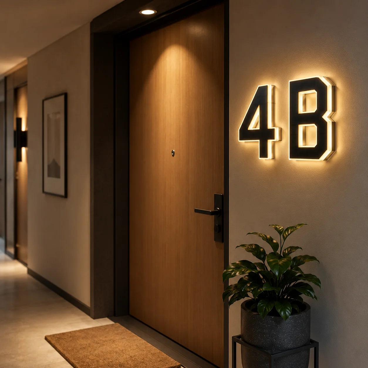 LED Solar House Number Light Waterproof Address Sign Modern Light Sensor Door Plate for Outdoor Home Yard Wall Decoration Use