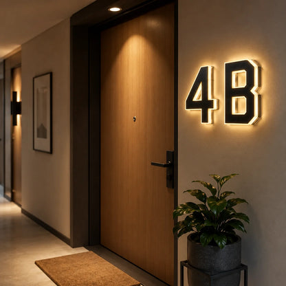 LED Solar House Number Light Waterproof Address Sign Modern Light Sensor Door Plate for Outdoor Home Yard Wall Decoration Use