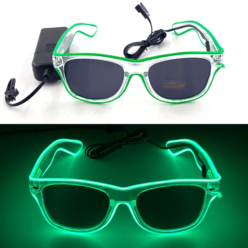 1PC Light Up LED Glasses Glow Sunglasses EL Wire Neon Glasses Glow in The Dark Party Supplies Neon Party Favors for Adults